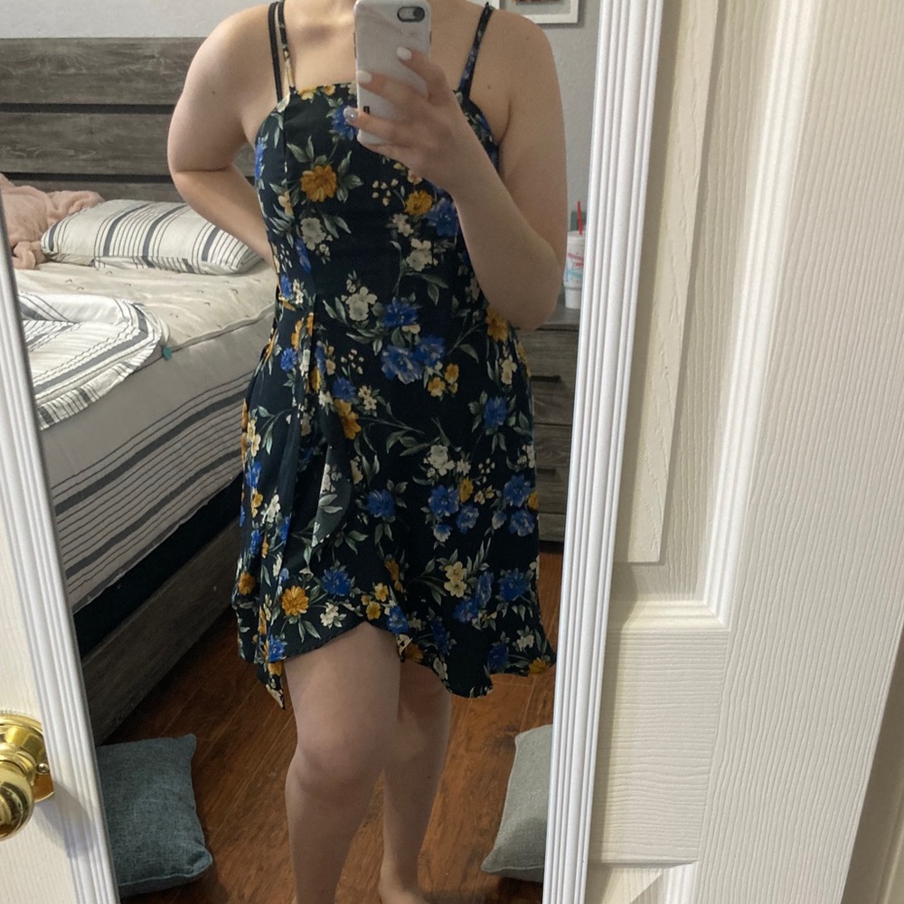 Xhiliration Floral Faux Wrap Dress